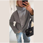 Fashion Glam | Wool Blend Jacket with High Collar and Buttons