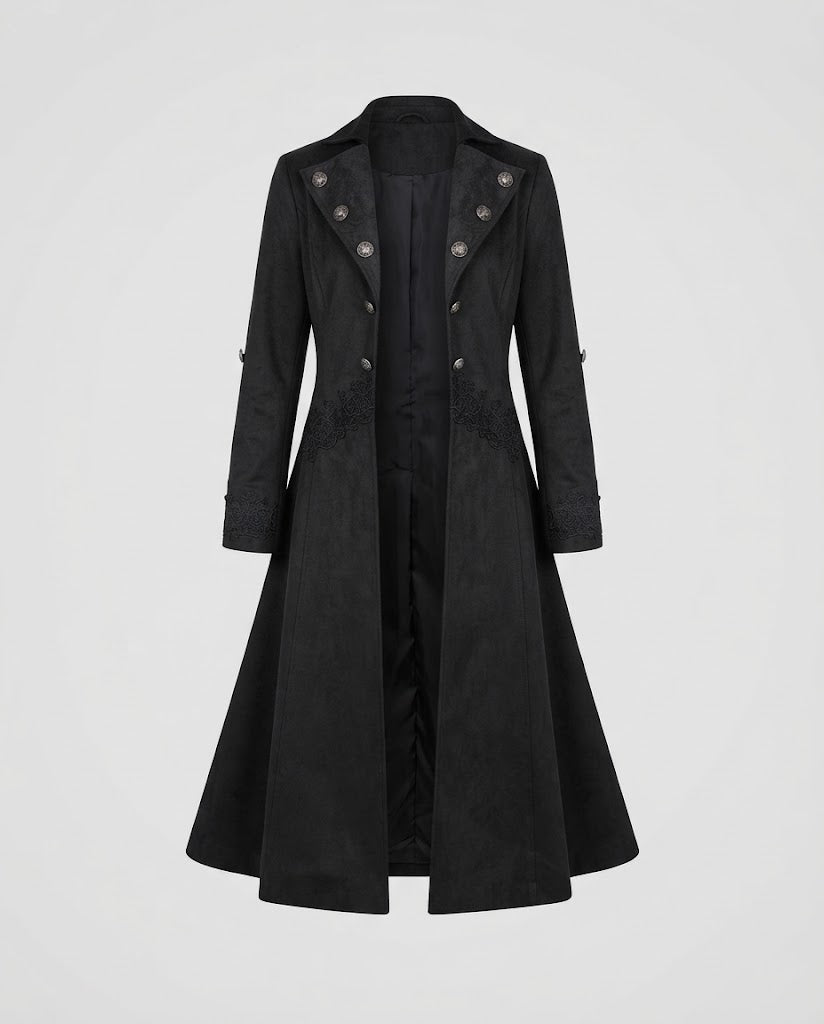 Women’s Velvet Jacket with Asymmetric Hem and Lace Trim Fashion Glam