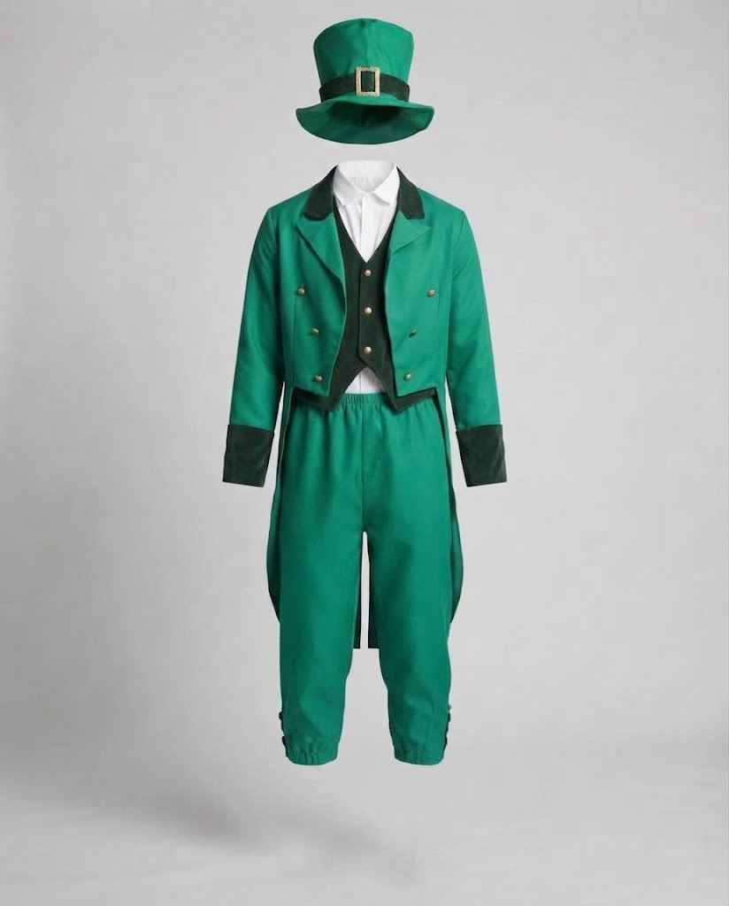 Men's elegant Leprechaun costume with cheerful hat and detailed Fashion Glam jacket Fashion Glam