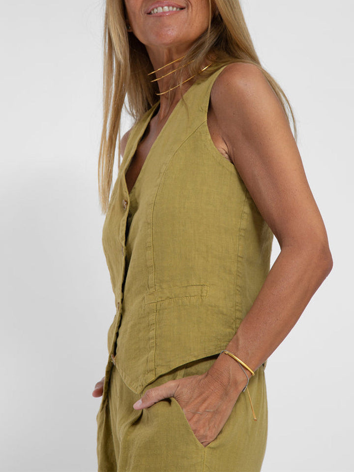 Jessica - Buttoned Vest & Wide-Leg Trousers Set