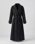 Ladies' Maxi Long Single-Breasted Wool Blend Wrap Coat with Oversized Shoulders
