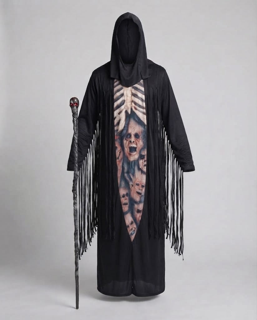 Men's Creepy Skeleton Coat with Deceptively Realistic Print Fashion Glam