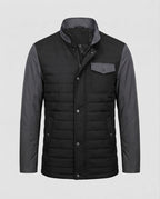 Men's Stand Collar Quilted Jacket with Contrast Sleeves made of Blended Material
