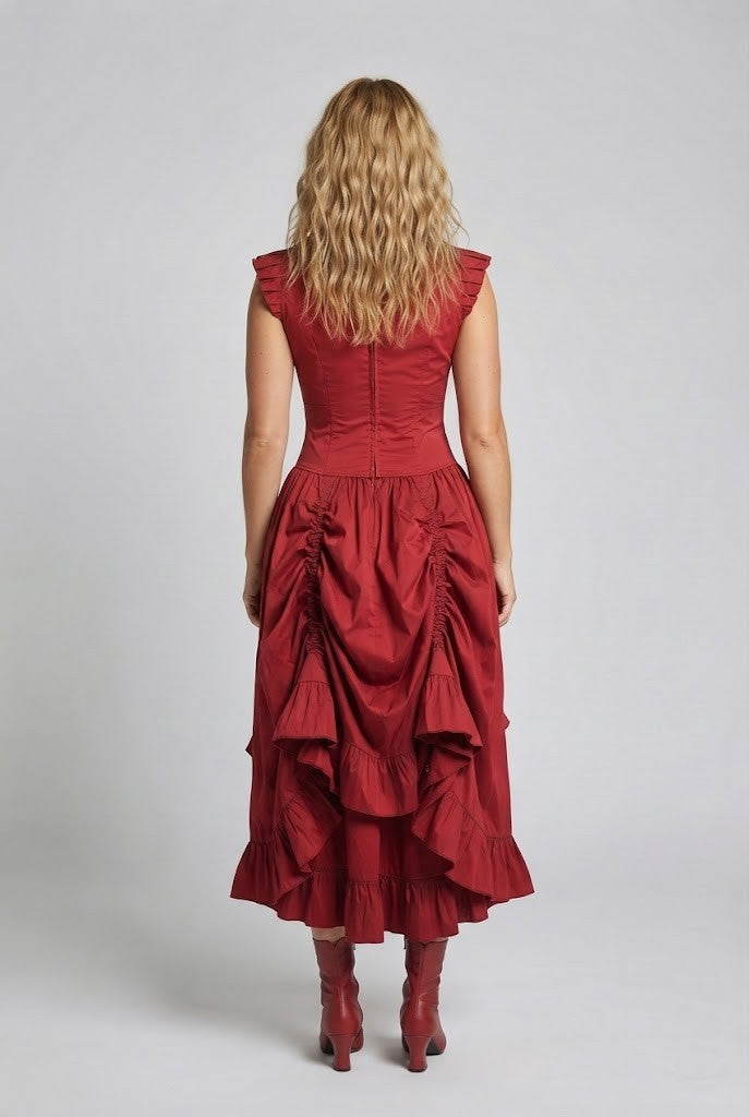 Women's romantic dress with ruffle details and elegant lacing Fashion Glam
