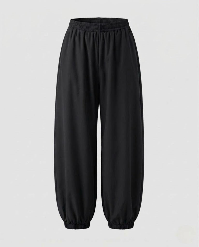 Women's Loose Harem Pants with Elastic Waistband and Gathered Cuffs Fashion Glam