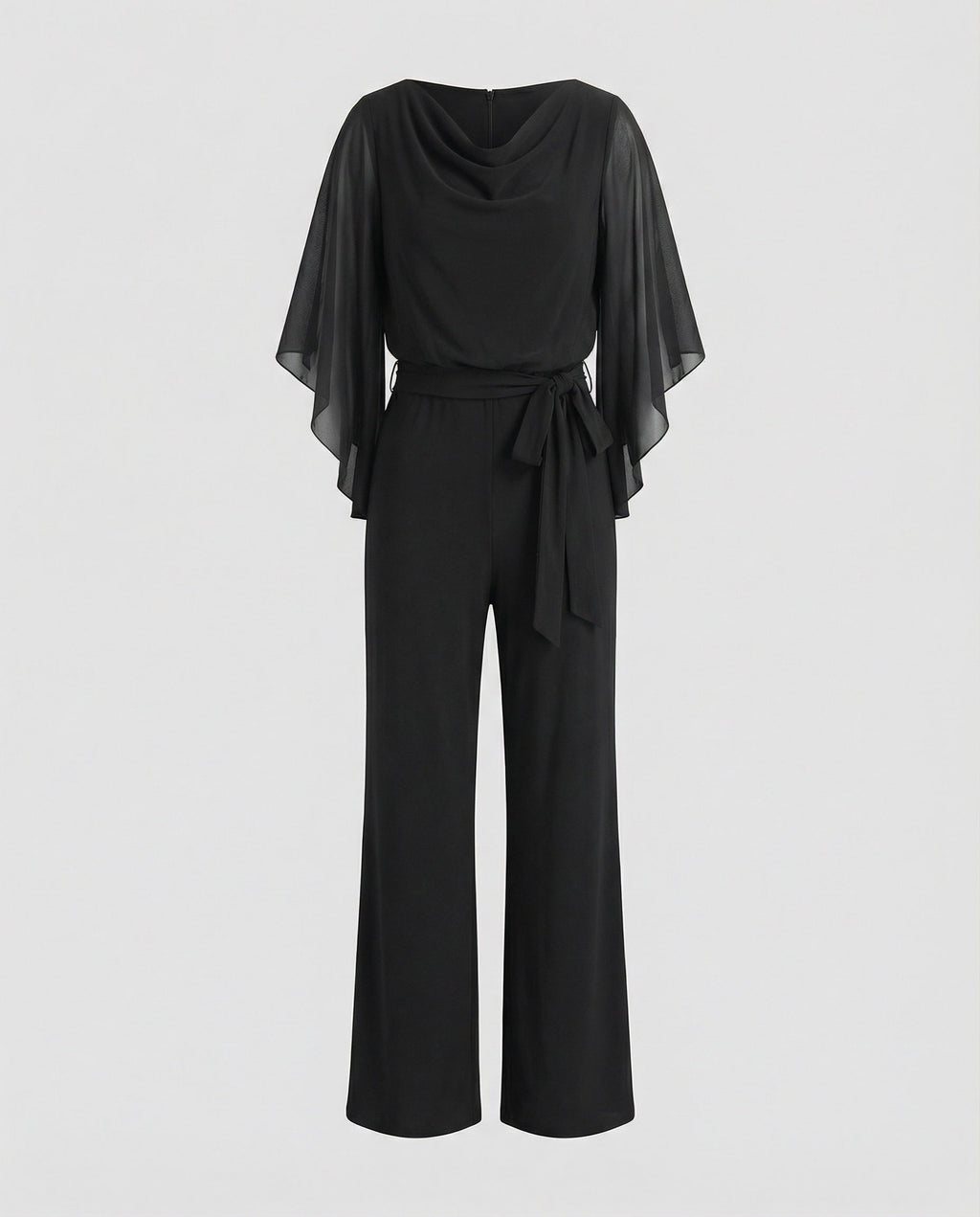 Elegant jumpsuit for women with chiffon sleeves-Fashion Glam