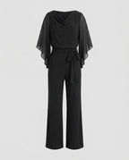 Elegant jumpsuit for women with chiffon sleeves-Fashion Glam