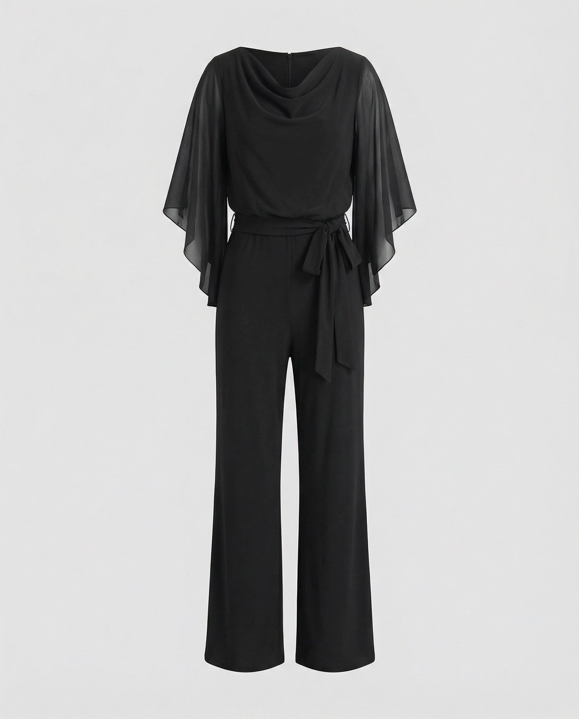 Elegant jumpsuit for women with chiffon sleeves-Fashion Glam