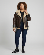 Elegant Lapel Faux Leather Jacket-Fashion Glam