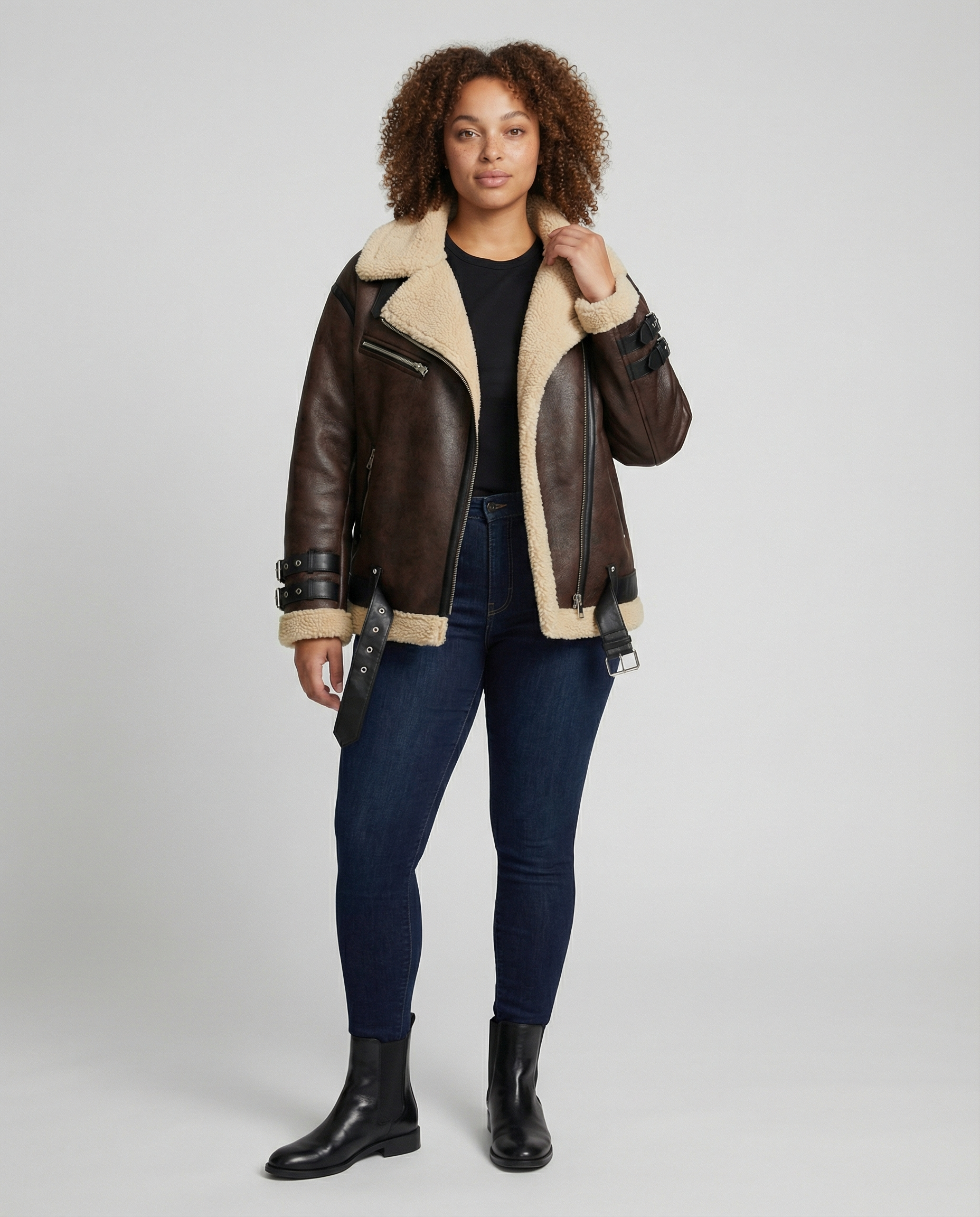 Elegant Lapel Faux Leather Jacket-Fashion Glam