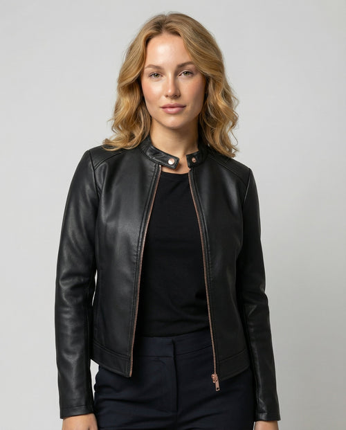 Elegant Leather Jacket Women-Fashion Glam