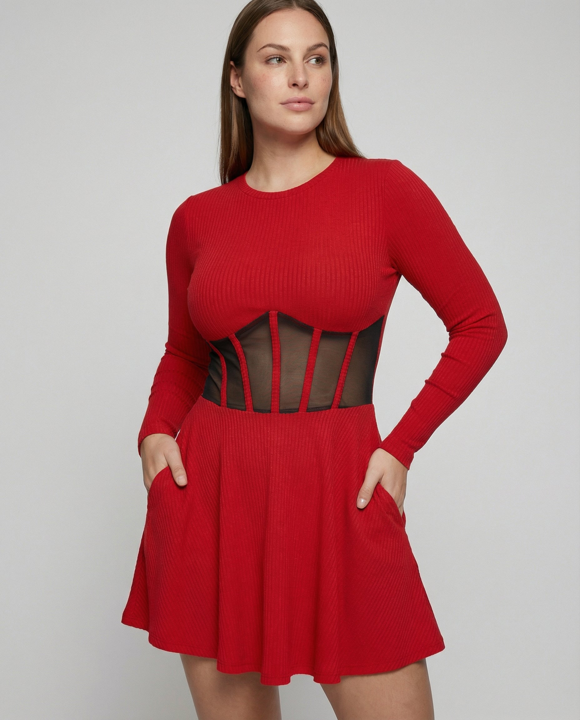 Elegant mini dress with inserts-Fashion Glam