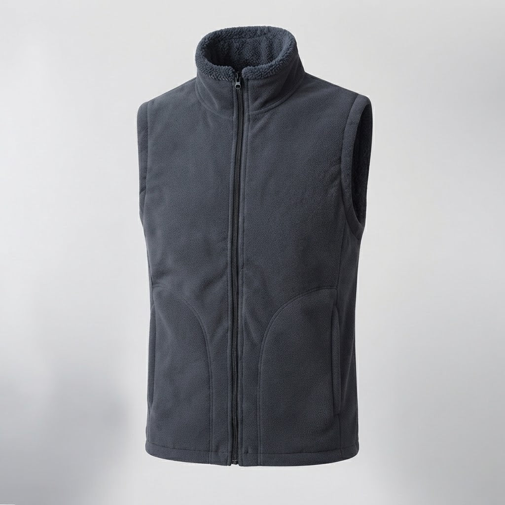 Men's Warm Thermal Fleece Vest with Sherpa Inner Lining, Stand Collar and Hidden Side Pockets Fashion Glam