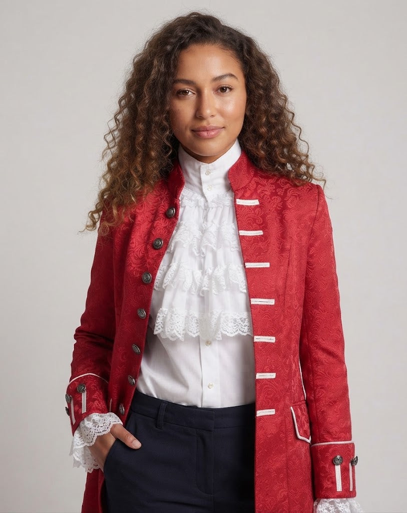 Ladies Elegant Ruffle Shirt with Decorative Lace Cut-Outs Fashion Glam