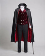 Men's Vampire Costume with Elegant Cape and Embroidered Vest Fashion Glam