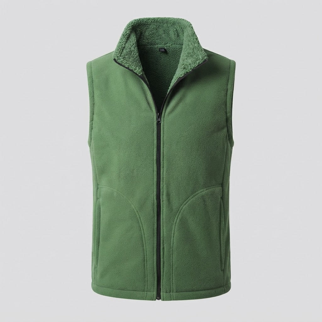 Men's Warm Thermal Fleece Vest with Sherpa Inner Lining, Stand Collar and Hidden Side Pockets Fashion Glam