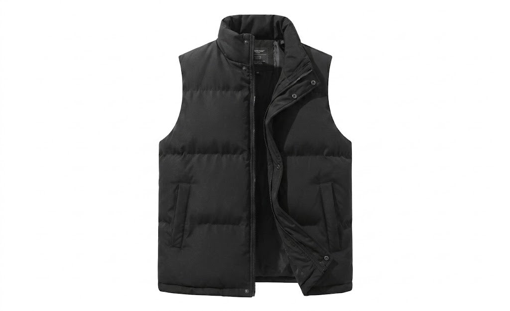 Men's Minimalist Thermo Quilted Vest with Water-Repellent Surface and Adjustable Hem