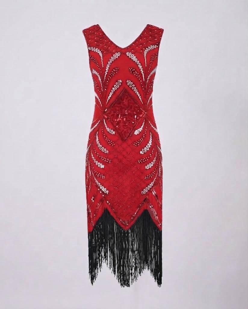 Women Elegant Fringe Cocktail Dress Fashion Glam