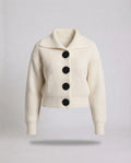 Women’s short cardigan made of heavy ribbed knit with oversized decorative buttons Fashion Glam