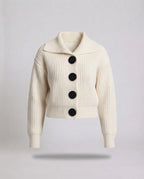 Women’s short cardigan made of heavy ribbed knit with oversized decorative buttons Fashion Glam