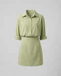 Fashionable mini skirt blended fabric blouse-skirt set-Fashion Glam