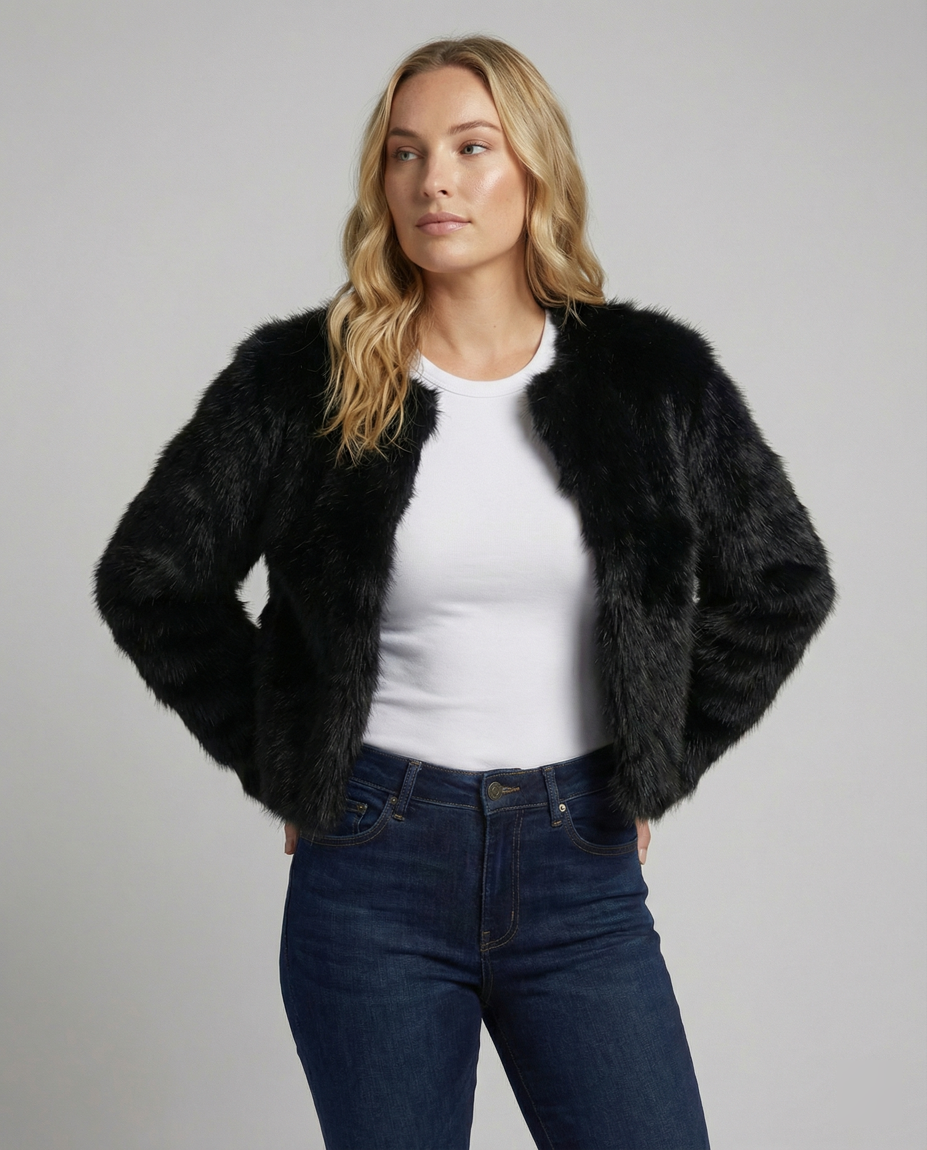 Faux Fur Short Coat Women-Fashion Glam