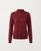 Ladies fine knit pullover with subtle lace stripe and short stand-up collar Fashion Glam