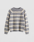 Ladies Striped Boxy Knit Sweater with Chunky Knit and Round Neckline Fashion Glam