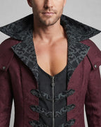 Men's elegant Gothic coat with ornate embellishments and high collar Fashion Glam