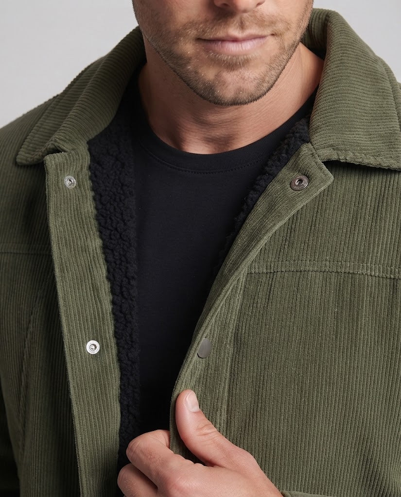 Men's Soft Cord Jacket with Teddy Lining Fashion Glam