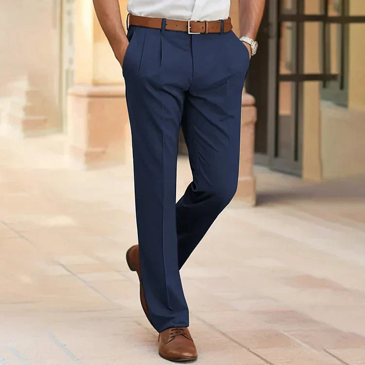 Fashion Glam | Men's Suit Trousers with Crease - Classic Business Pants with Straight Leg for Office, Wedding & Formal Occasions