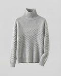 Women Fine Turtleneck Sweater in Mohair Look with Honeycomb Structure Fashion Glam
