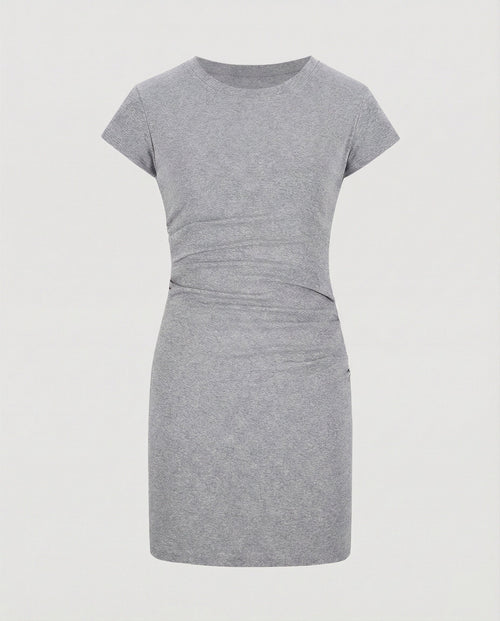 Figure-hugging mini dress with round neck and gathers for summer-Fashion Glam