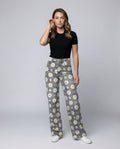 Floral Wide Women's Jeans-Fashion Glam