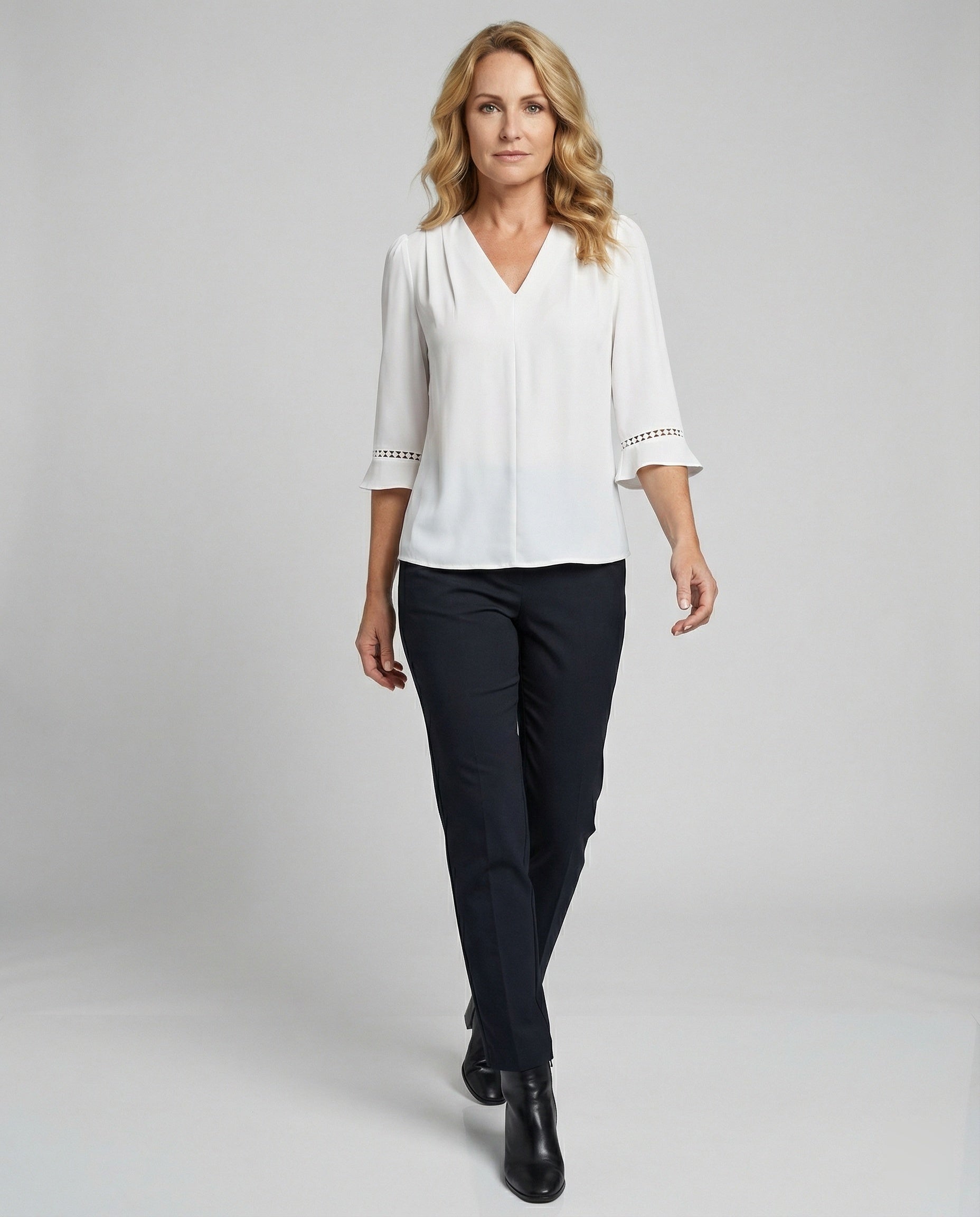 Women's Blouse Top Women's V-Neck Crepe