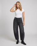 Fashion Glam | Mid Rise Barrel Jeans for Women