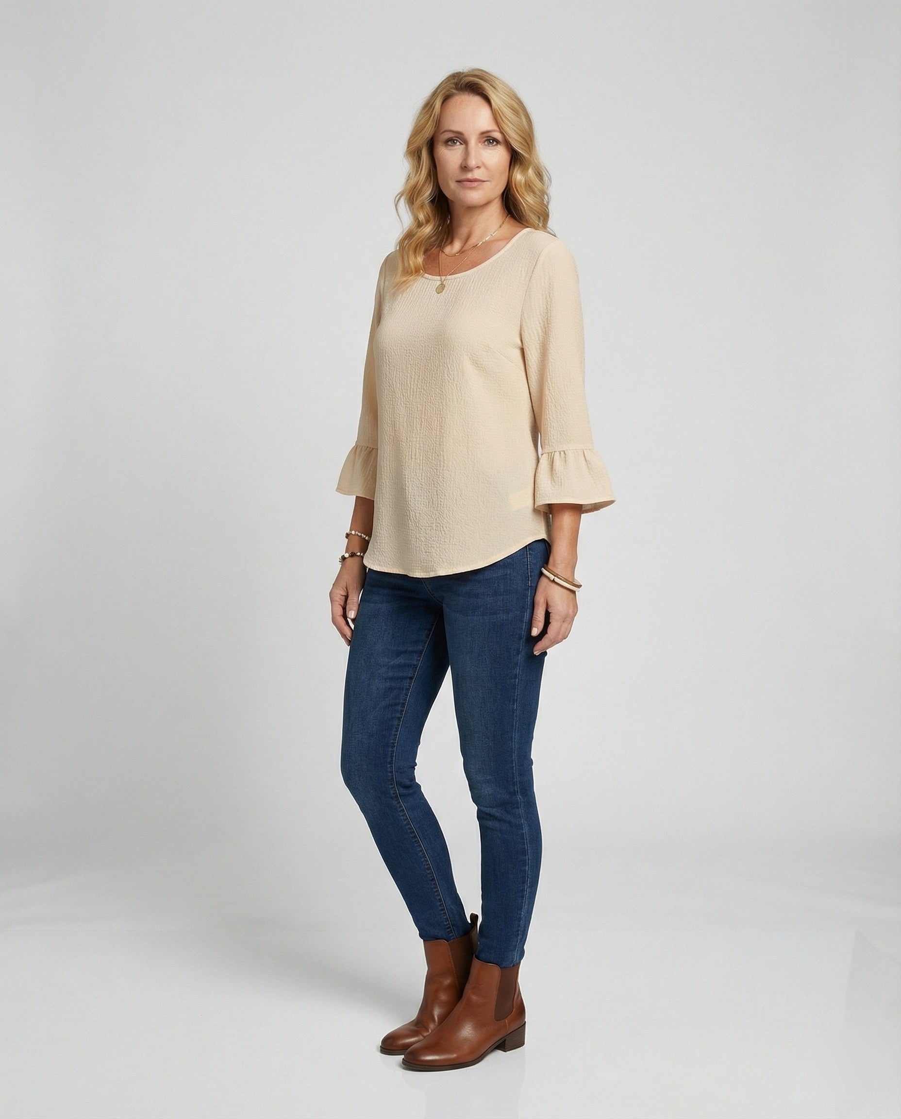 Women's Blouse Top with Ruffle Sleeves Structured