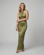 Women's Elegant Evening Dress with Asymmetrical Halter Neck and Figure-Flattering Cut