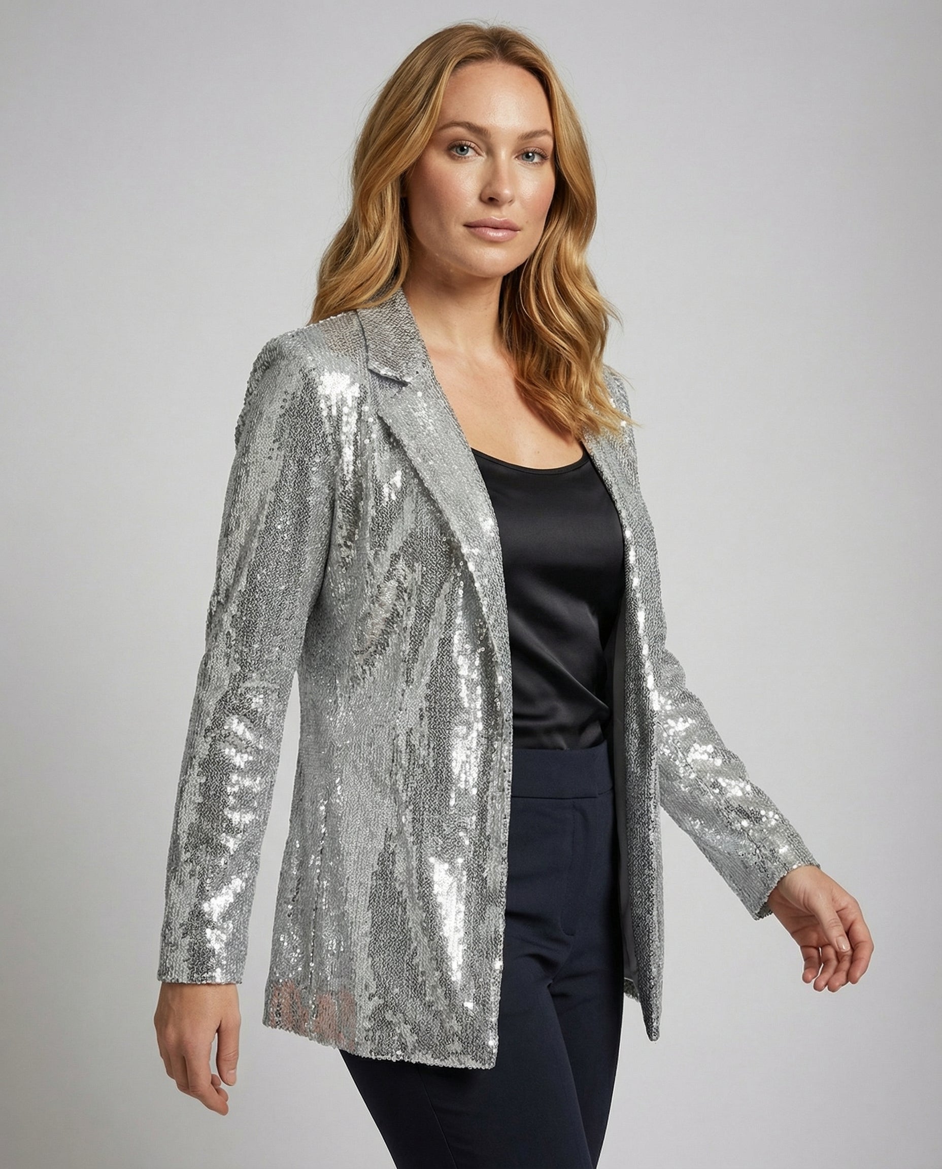 Glamorous Sequin Lapel Blazer-Fashion Glam