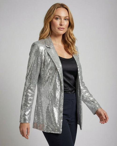 Glamorous Sequin Lapel Blazer-Fashion Glam