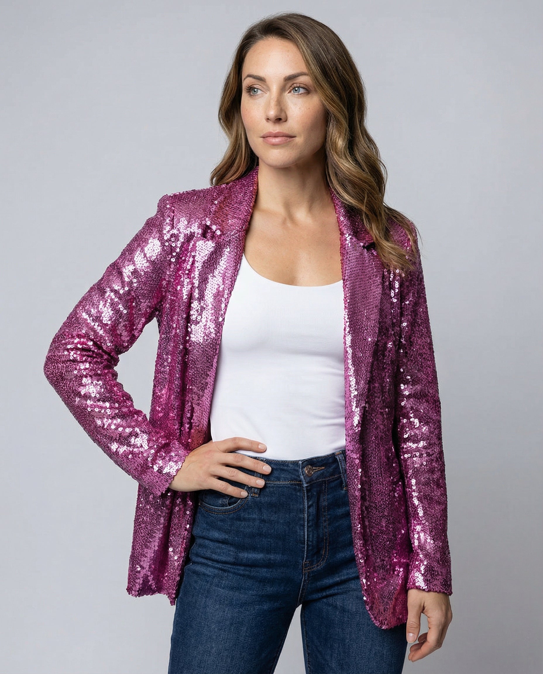 Glittering women's sequin blazer-Fashion Glam
