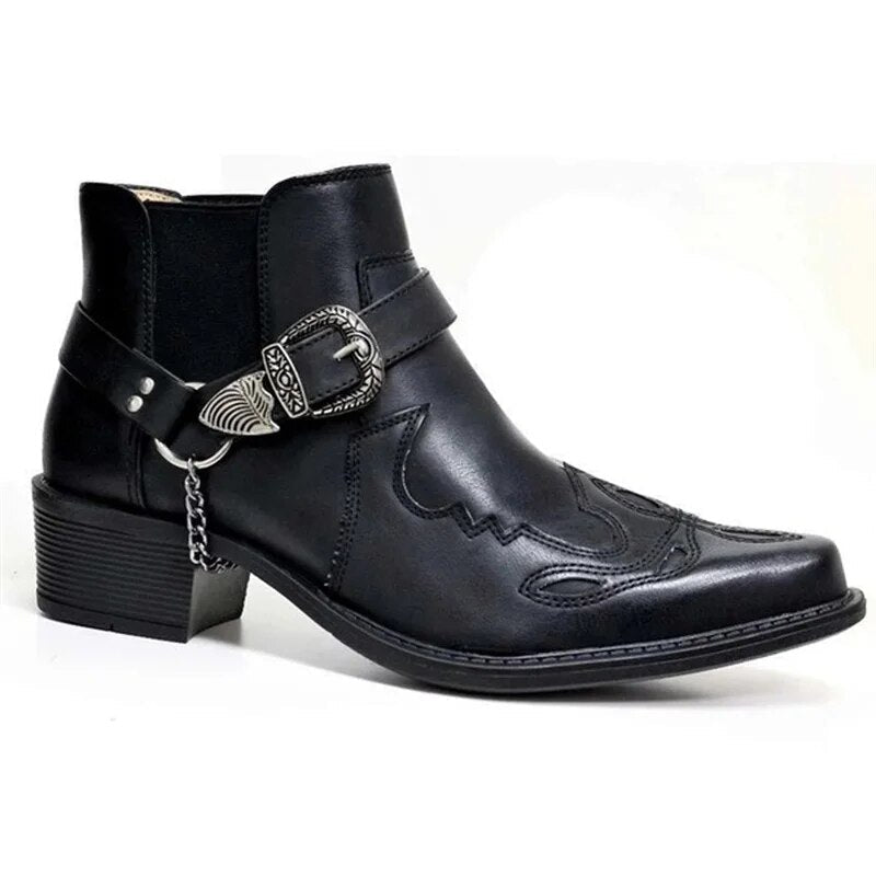 Fashion Glam | Men's Western Boots Black Leather