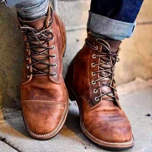 Fashion Glam | Retro Lace-Up Boots for Men