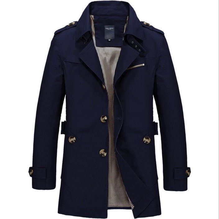 Fashion Glam | waterproof men's trench coat with double buttons - Miles