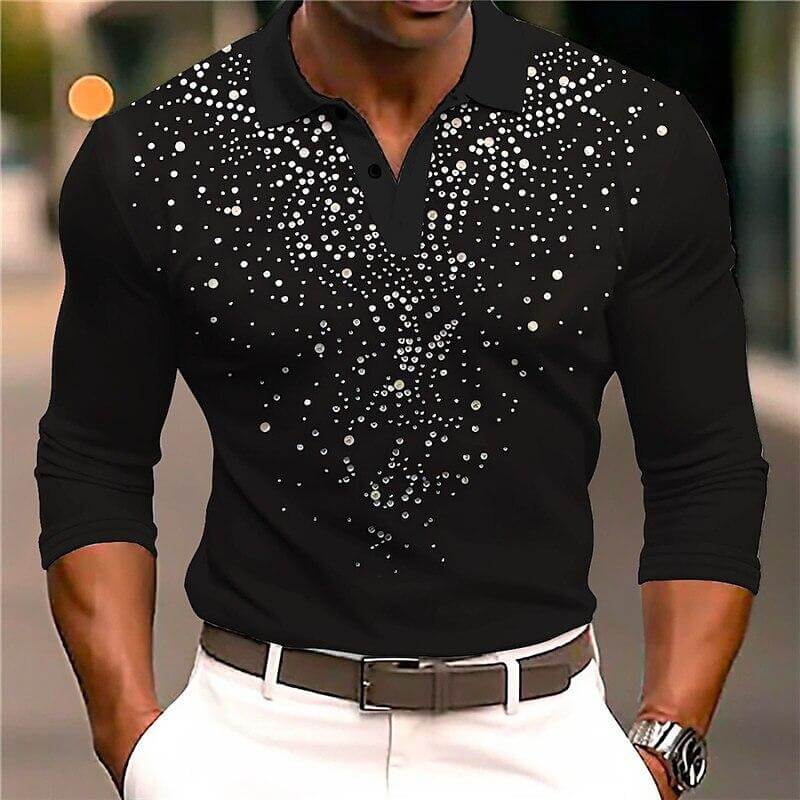 Fashion Glam | Luxury Sequin Polo Shirt Stylish Casual Slim Fit All Season Top