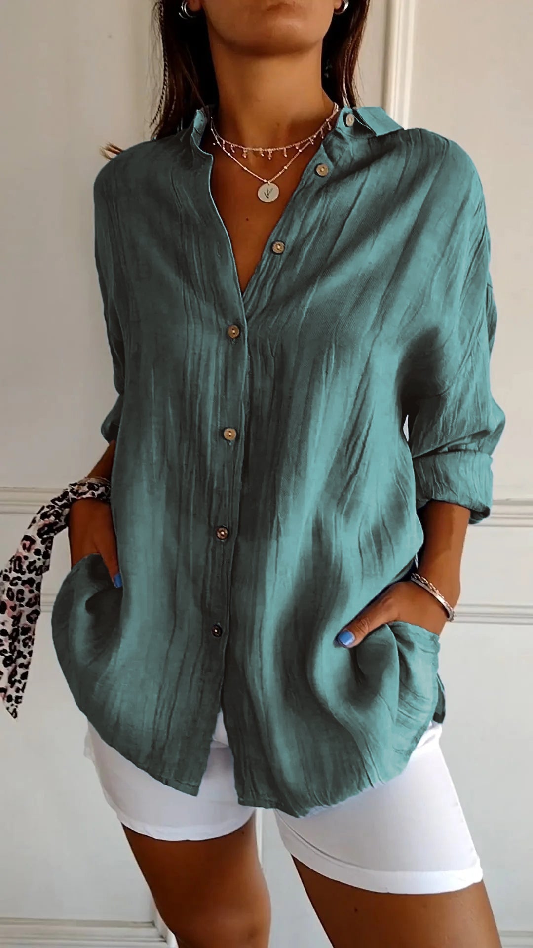 Sasha  Elegant Shirt with Pleated Style