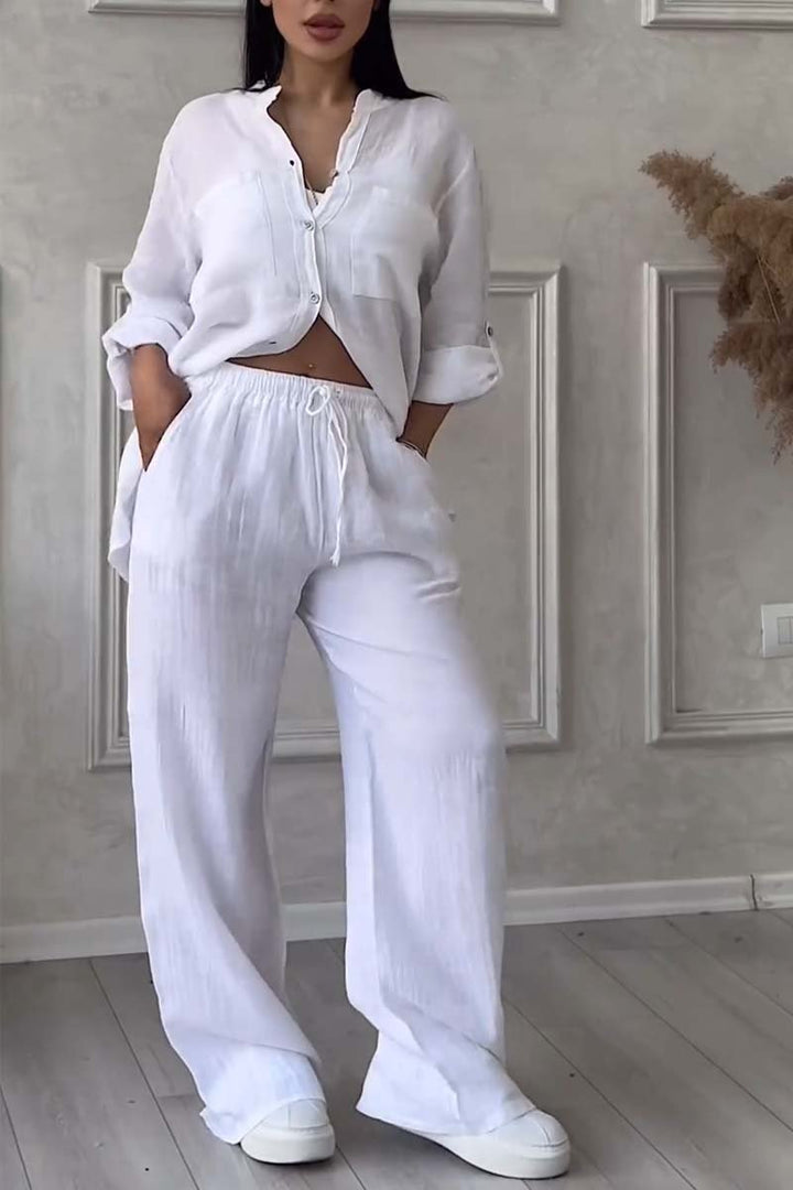 Fara - Luxe Cotton & Linen Ensemble – Shirt & Trousers Set
