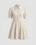 Ladies airy blouse dress with belted waist and slit sleeves-Fashion Glam