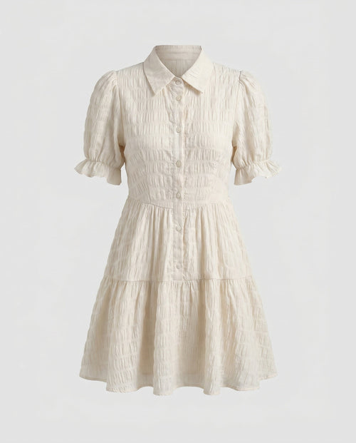 Ladies airy blouse dress with belted waist and slit sleeves-Fashion Glam