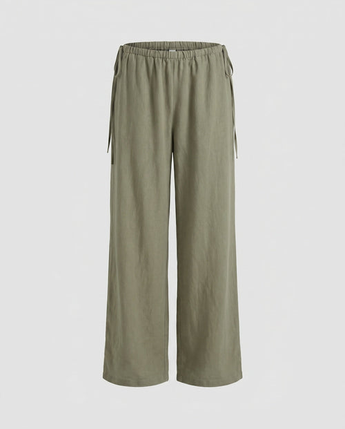 Ladies airy Palazzo pants with elastic waistband and practical pockets-Fashion Glam